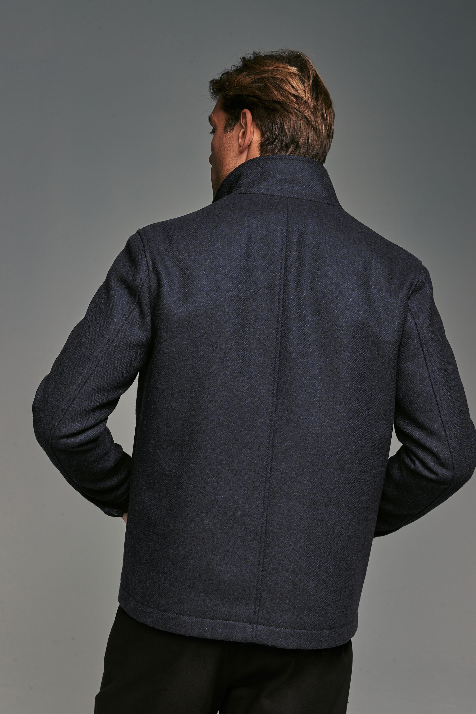 Buy Navy Blue Mock Gilet Herringbone Padded Jacket with Wool from Next Canada