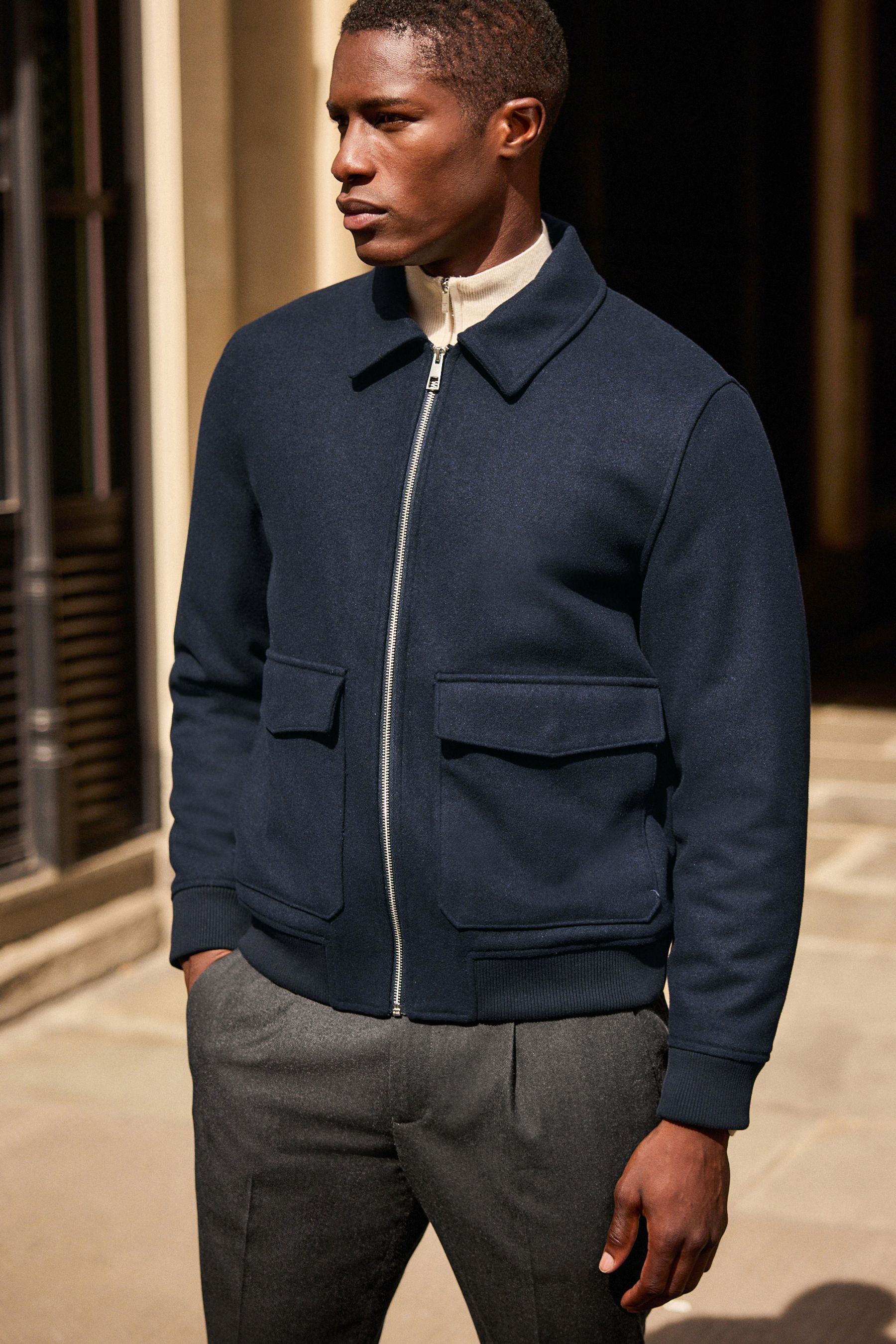 Next navy padded jacket discount
