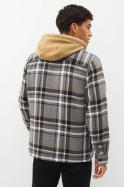 Grey Borg Lined Check Shacket with Hood - Image 2 of 9