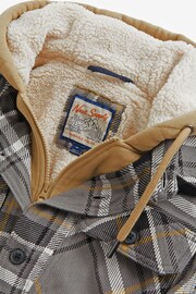 Grey Borg Lined Check Shacket with Hood - Image 7 of 9