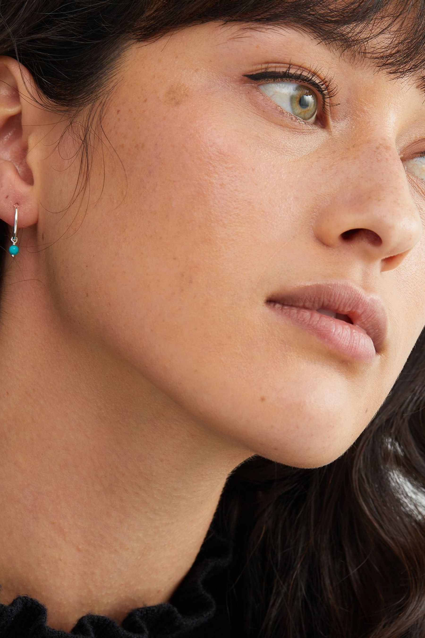 Buy Oliver Bonas Sterling Silver Nou Hoop Sphere Turquoise