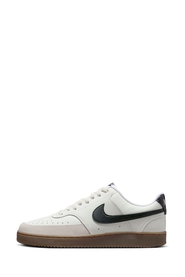 Nike Brown/White Court Vision Low Trainers