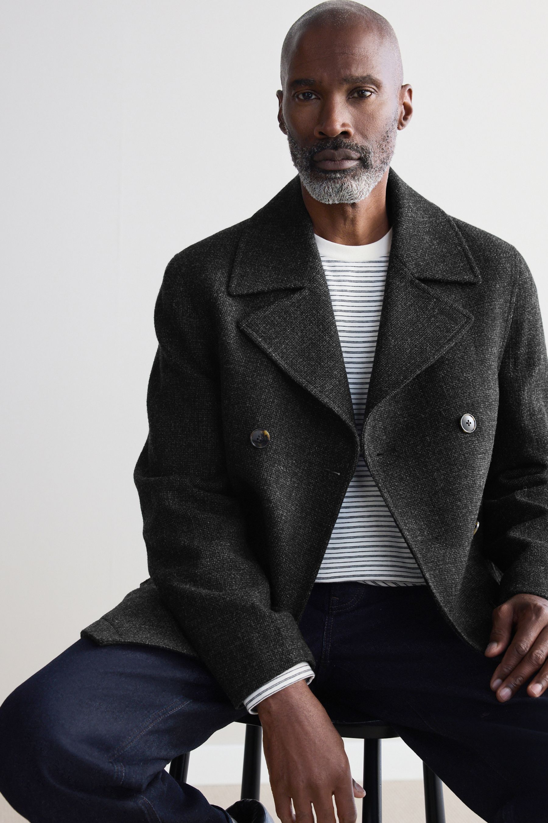 Buy Charcoal Grey Signature 100 Wool Pea Coat from the Next UK online shop