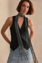 Black Sparkle Lightweight Skinny Scarf - Image 1 of 7