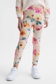 Reiss Pink Essie Senior Floral Print Leggings - Image 3 of 6