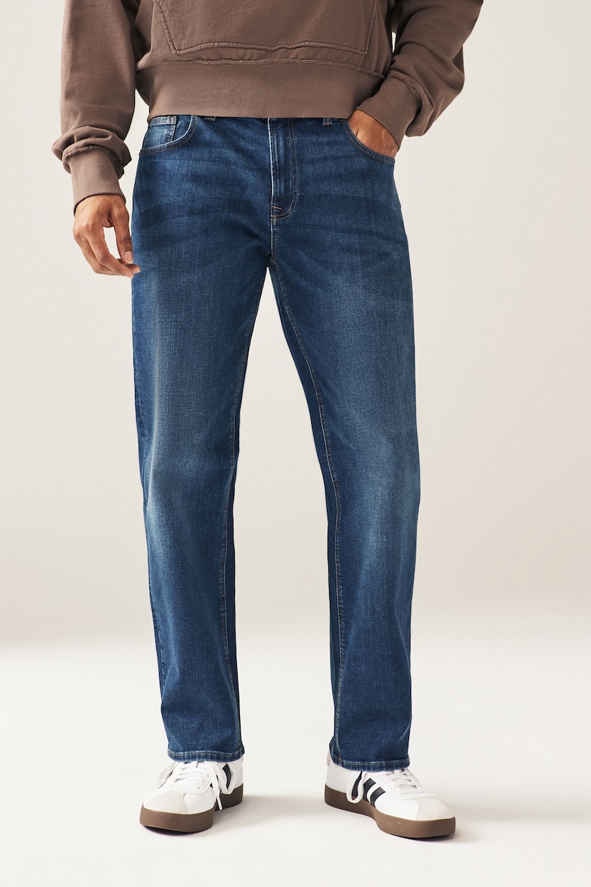 Mid Blue Relaxed Classic Stretch Jeans - Image 1 of 9