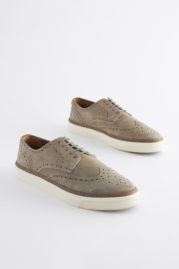 Stone Leather Brogue Cupsole Shoes