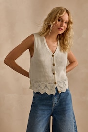 Ecru Button Front Crochet Waistcoat - Image 2 of 6