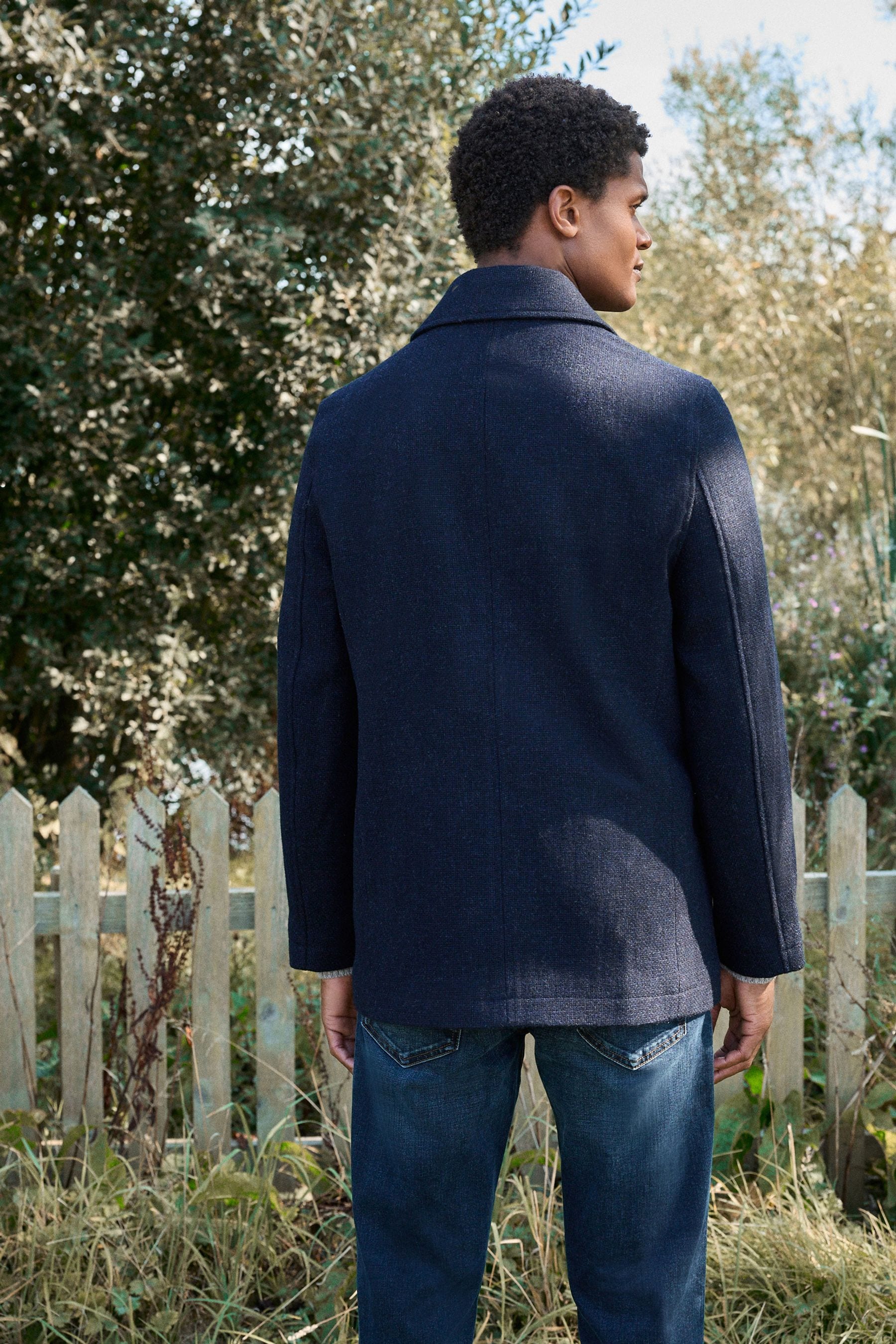 Buy Navy Blue Signature 100 Wool Pea Coat from Next Bahrain