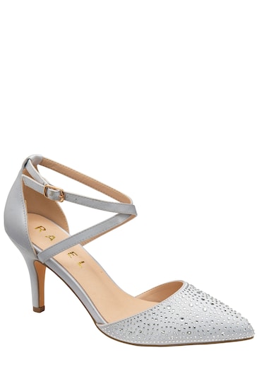 Ravel Silver Strappy Diamante Court Shoes