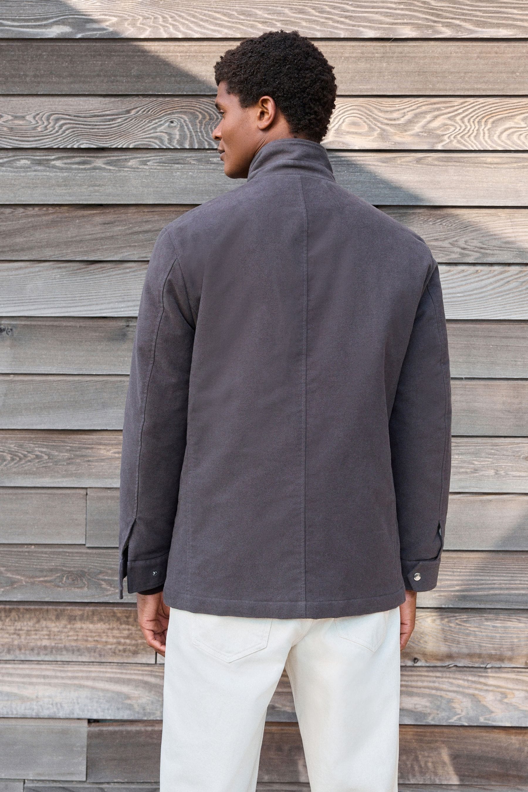 Charcoal Grey Signature Twill Moleskin Four Pocket Padded Coat