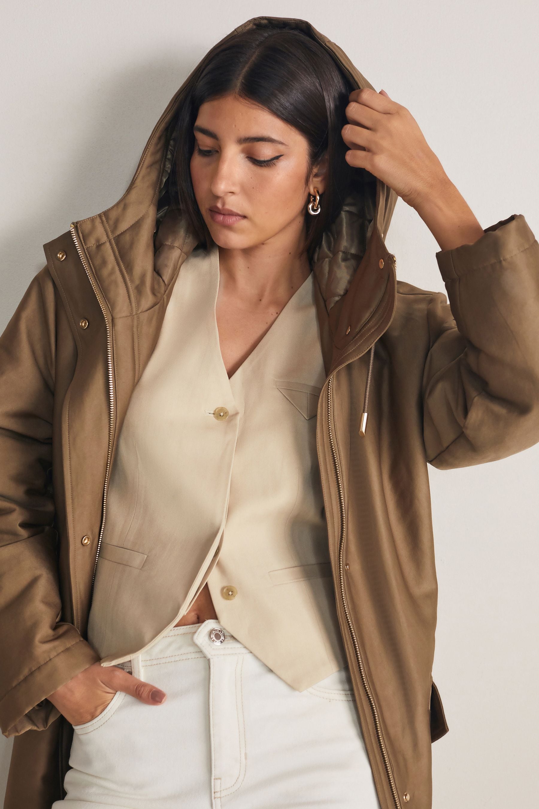 Fawn Brown Quilt Lined Parka Jacket