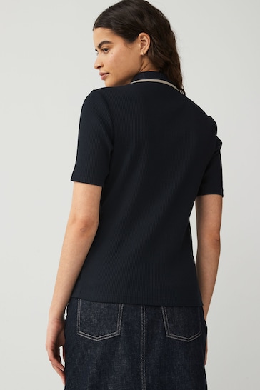 Fred Perry Womens Button Through Ribbed Polo Shirt