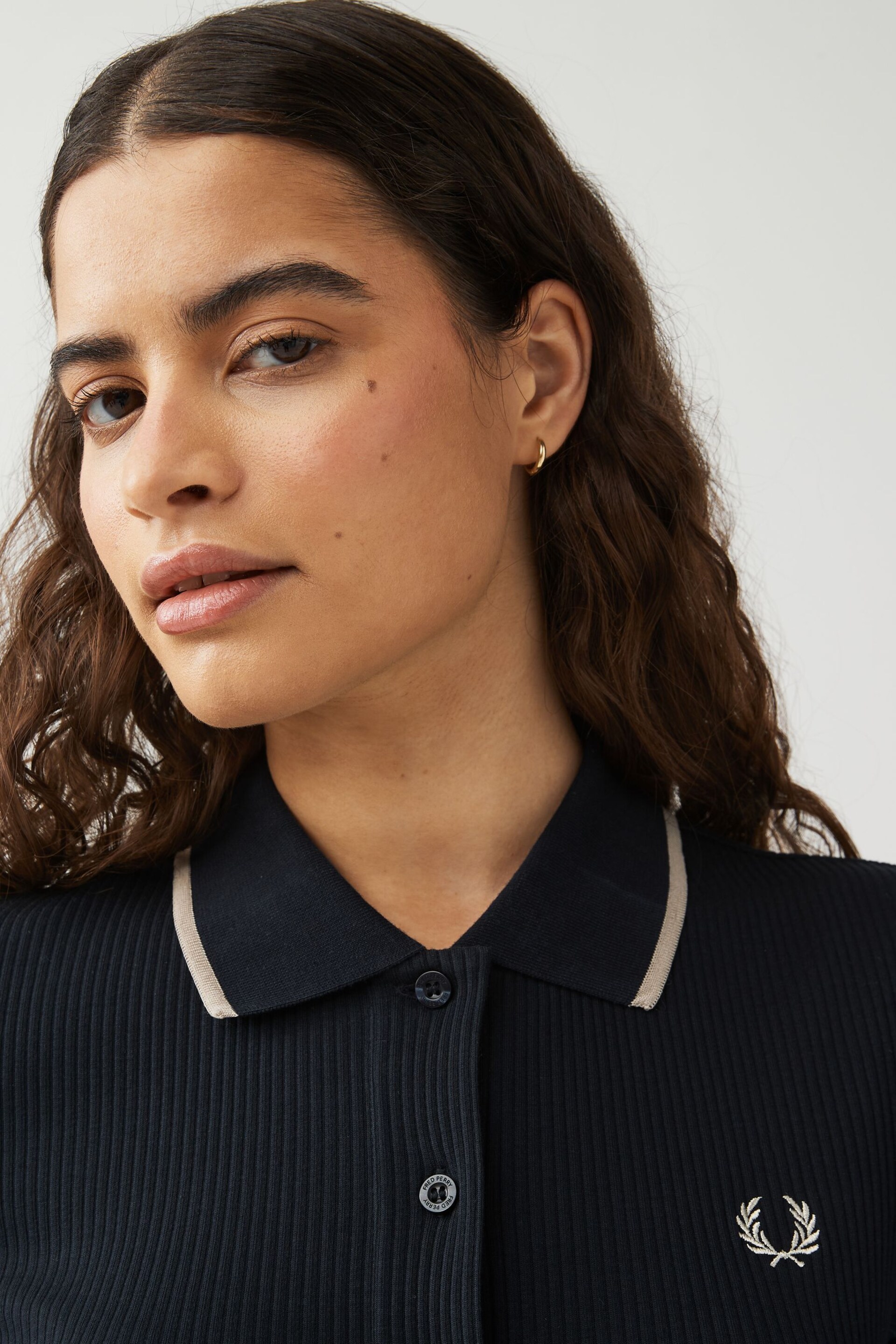 Fred Perry Womens Button Through Ribbed Polo Shirt - Image 4 of 4