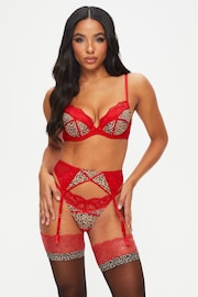 Ann Summers Red/Animal Print Instinctive Suspender Belt - Image 3 of 5