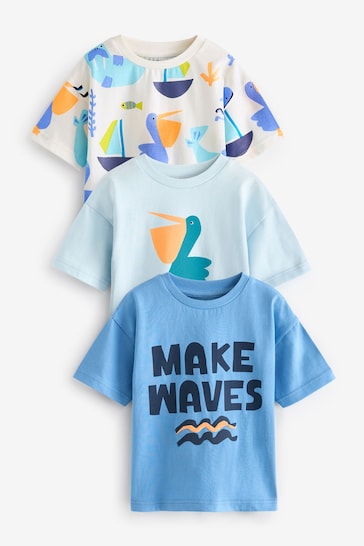 Blue/Orange Short Sleeve Character T-Shirts 3 Pack (3mths-7yrs)