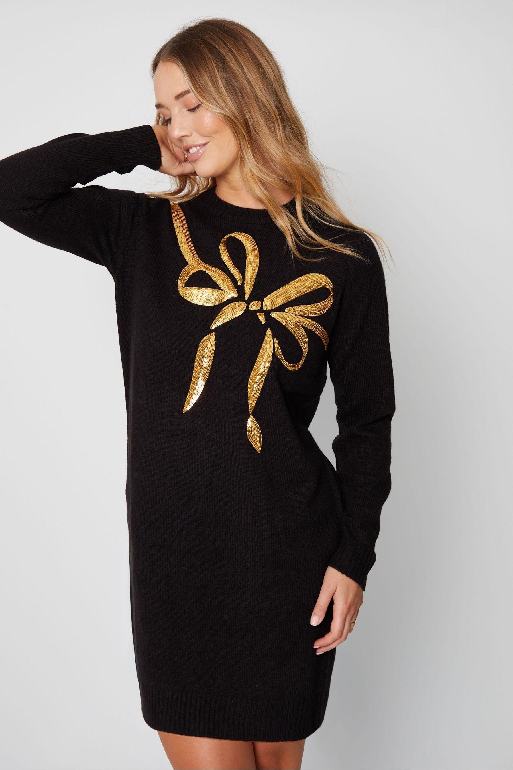 Black christmas jumper dress cheap
