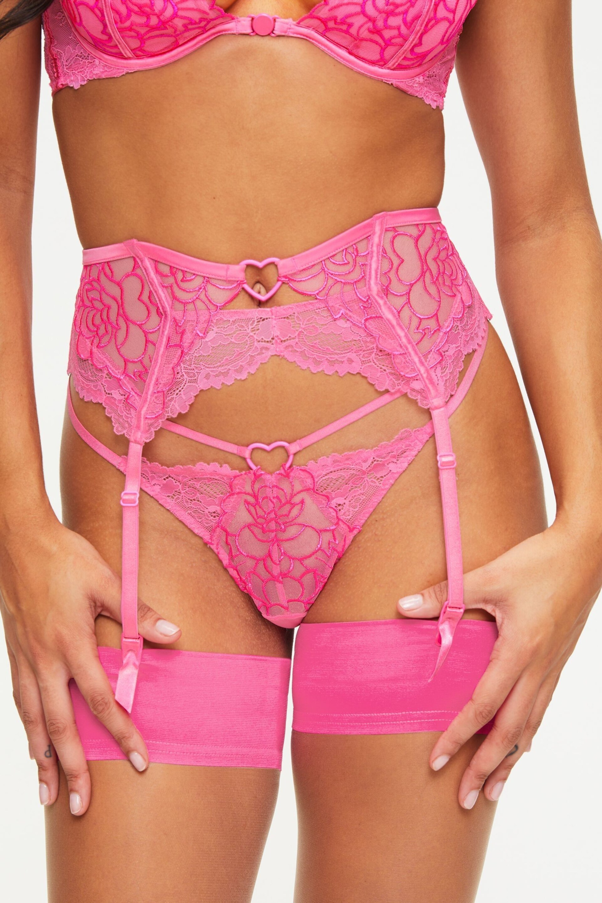 Ann Summers Pink New Romance Waspie Suspender Belt - Image 1 of 4