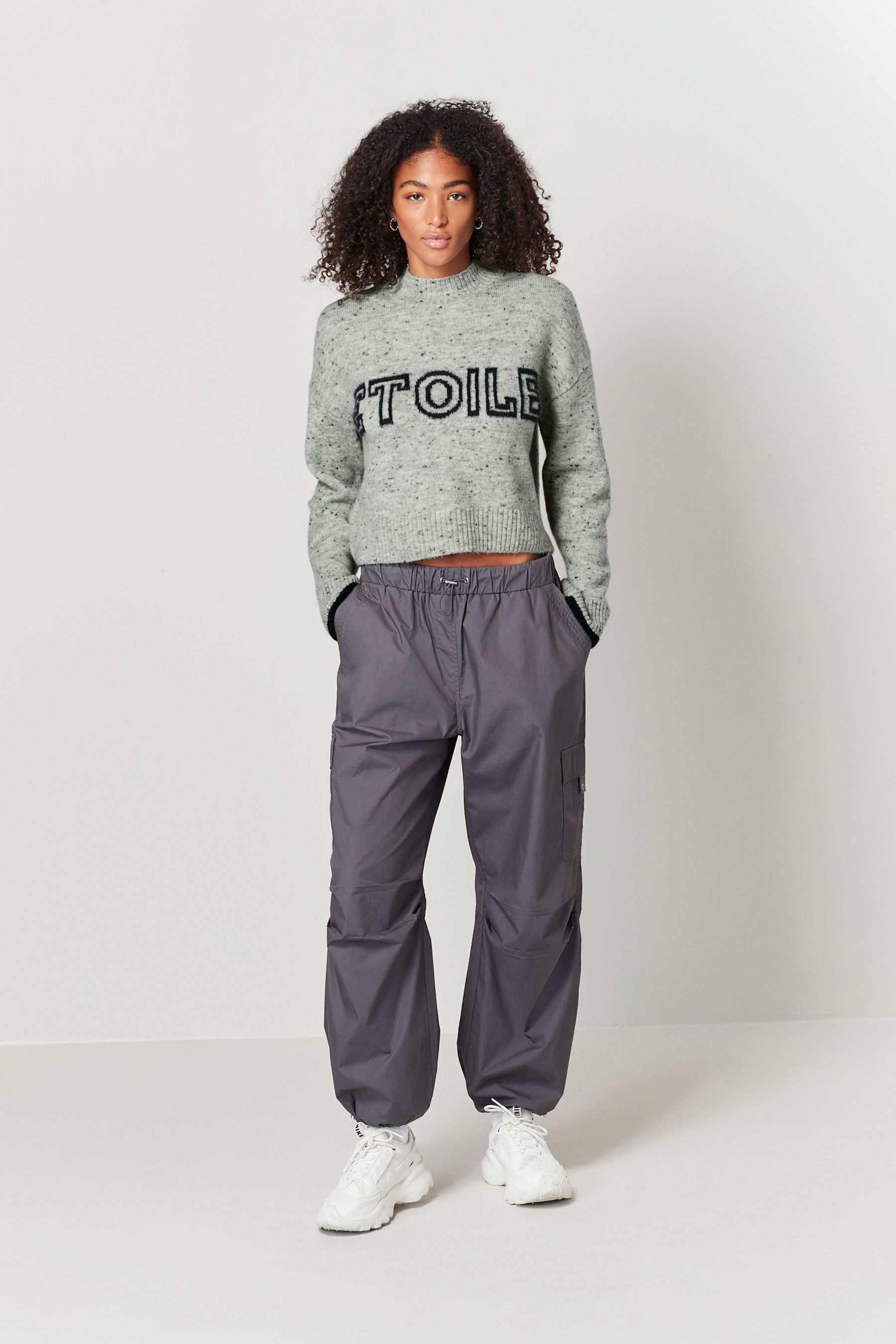 Grey slogan jumper store
