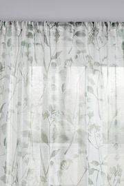 Green Isla Floral Printed Slot Top Unlined Sheer Panel Voile Curtain - Image 3 of 3