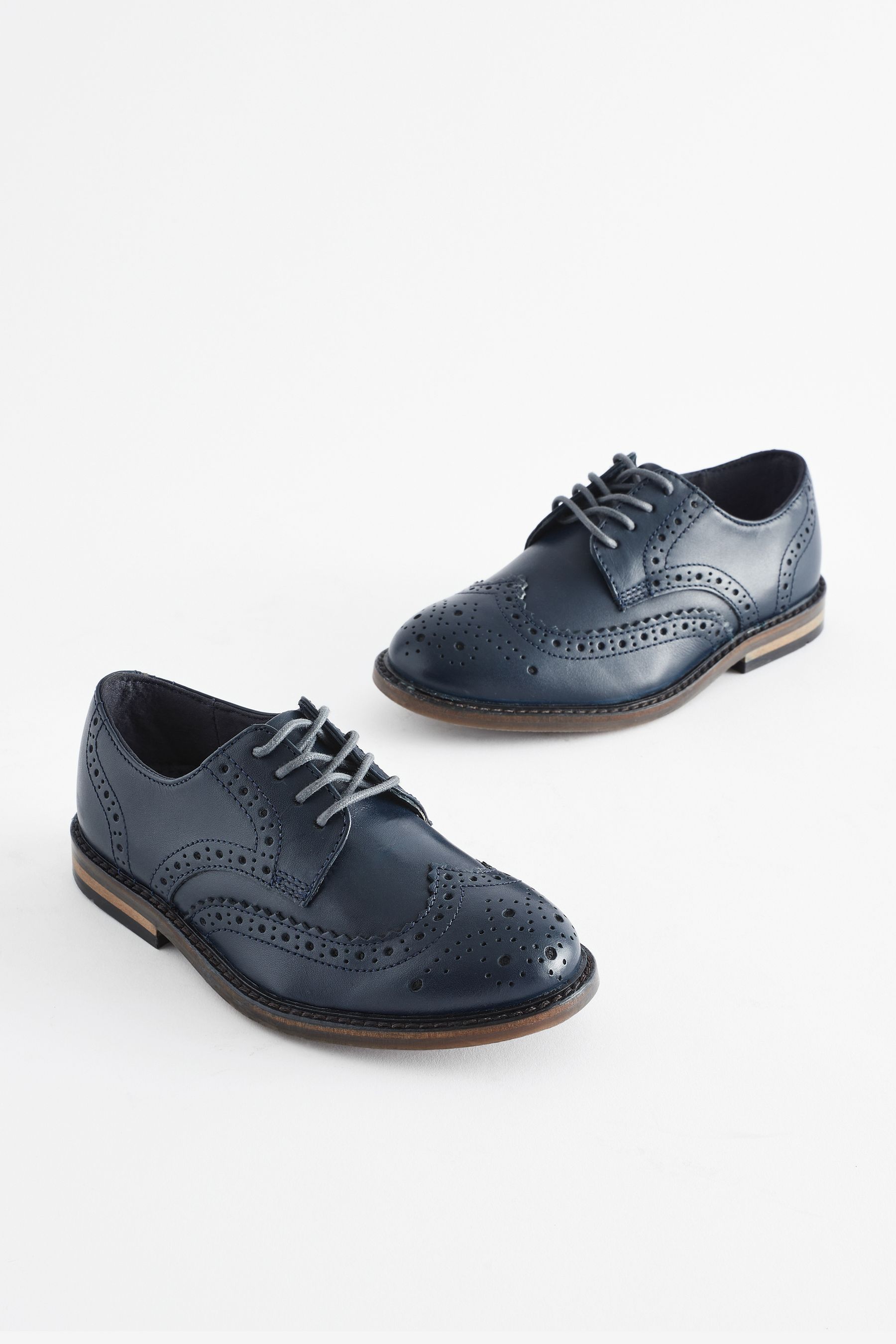 Buy Navy Wide Fit G Leather Brogues from Next Oman