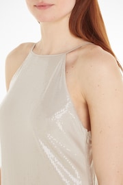 Calvin Klein Natural Sequin Halterneck Maxi Dress - Image 3 of 4