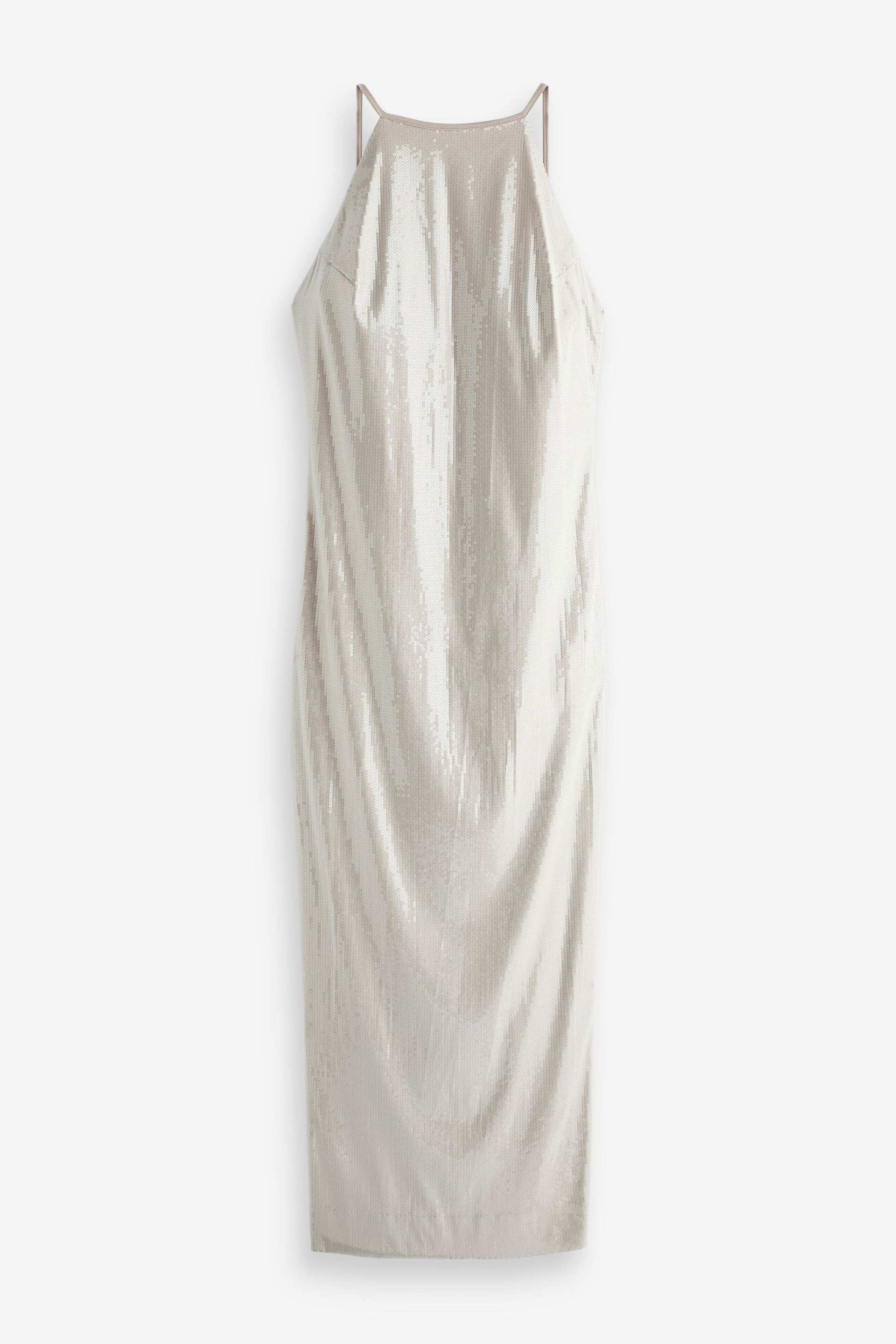 Calvin Klein Natural Sequin Halterneck Maxi Dress - Image 4 of 4