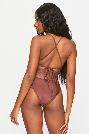 Ann Summers Sultry Heat Sequin Soft Brown Swimsuit