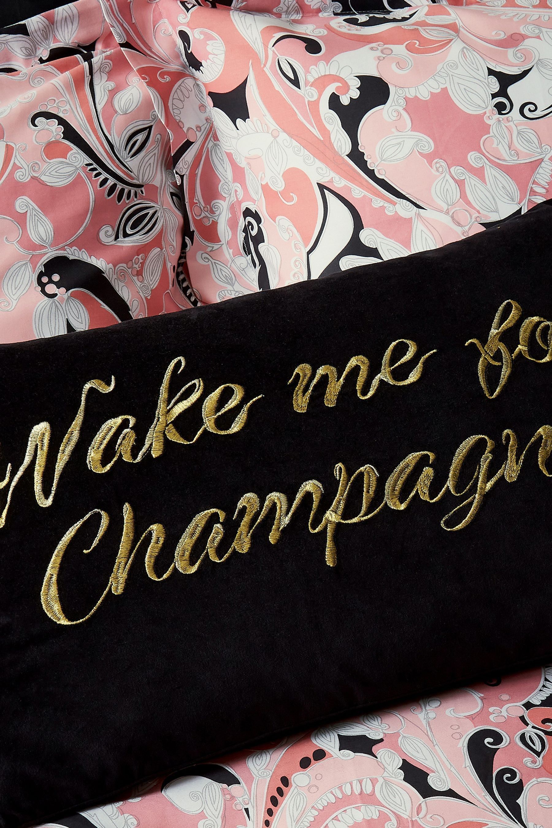 Buy Ted Baker Black Wake Me For Champagne 100 Cotton Cushion from Next United Arab Emirates