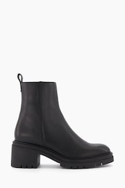Dune London Black Possessive Cleated Heel Plain Ankle Boots - Image 1 of 6
