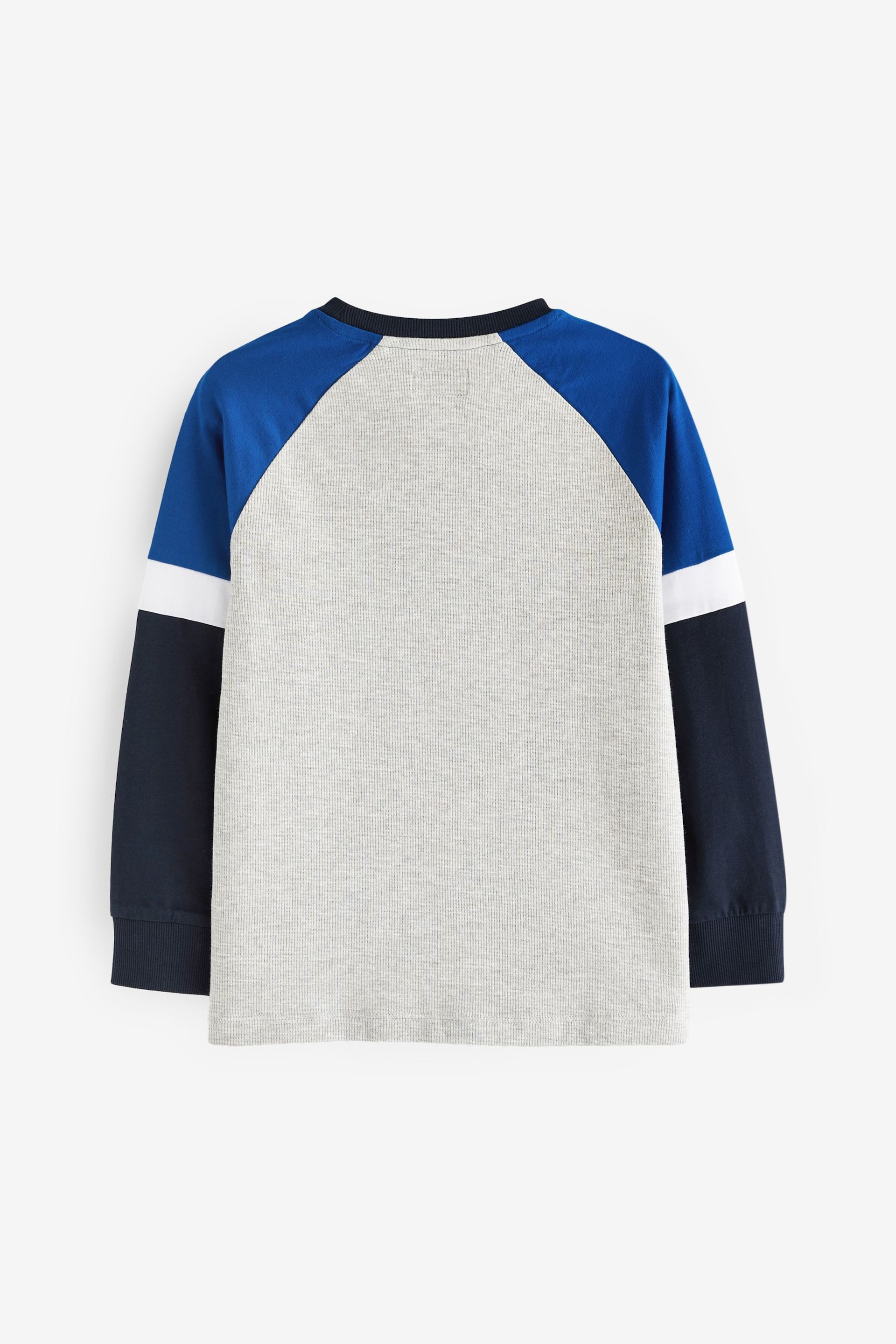 Blue/Grey Marl Long Sleeve Colourblock T-Shirts 3 Pack (3-16yrs) - Image 2 of 3