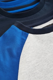 Blue/Grey Marl Long Sleeve Colourblock T-Shirts 3 Pack (3-16yrs) - Image 3 of 3