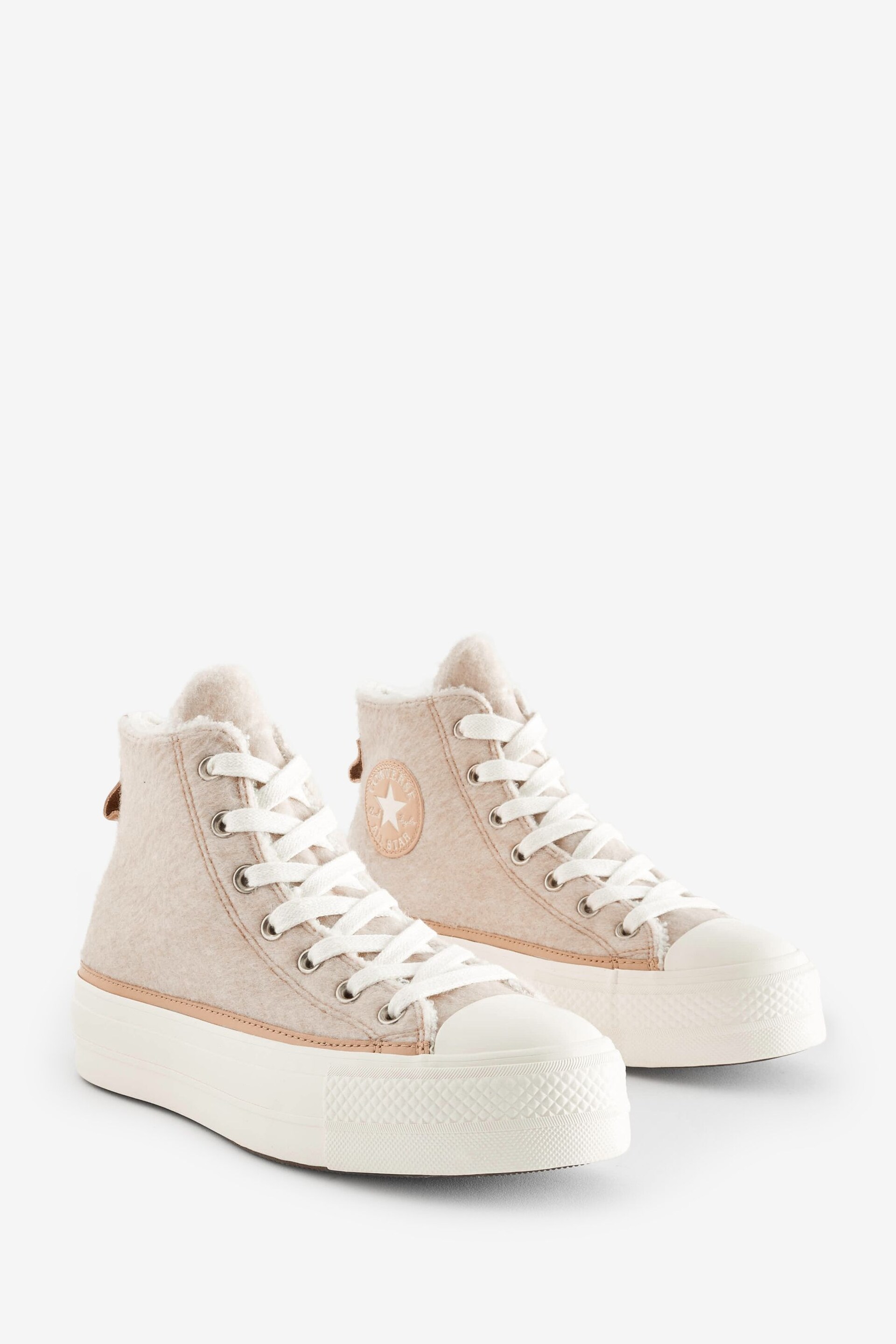 Converse Neutral Fleece Lined Chuck Taylor All Star Lift Trainers - Image 3 of 9