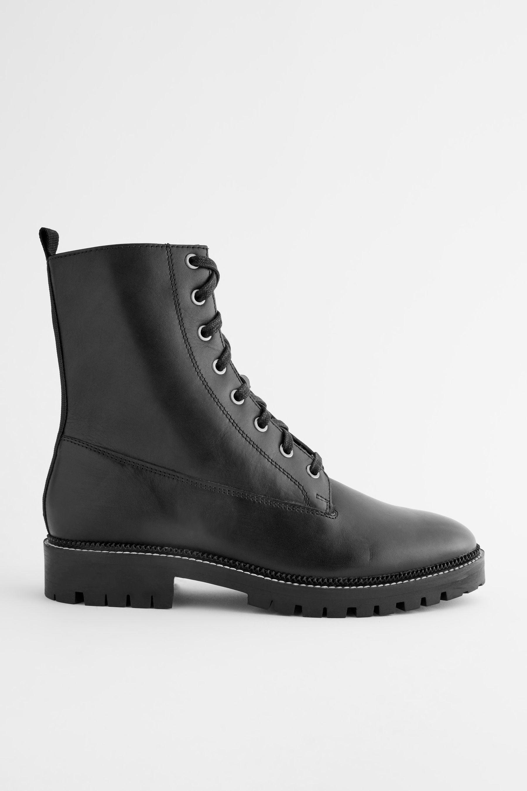 Womens black lace up discount leather boots