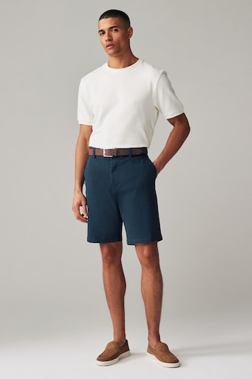 Navy Belted Chino Shorts