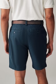 Navy Belted 100% Cotton Chino Shorts - Image 3 of 8