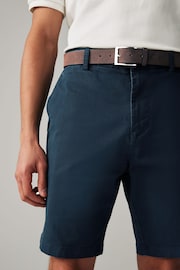 Navy Belted 100% Cotton Chino Shorts - Image 4 of 8