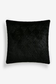 Black 43 x 43cm Basset Embossed Faux Fur Cushion - Image 3 of 5