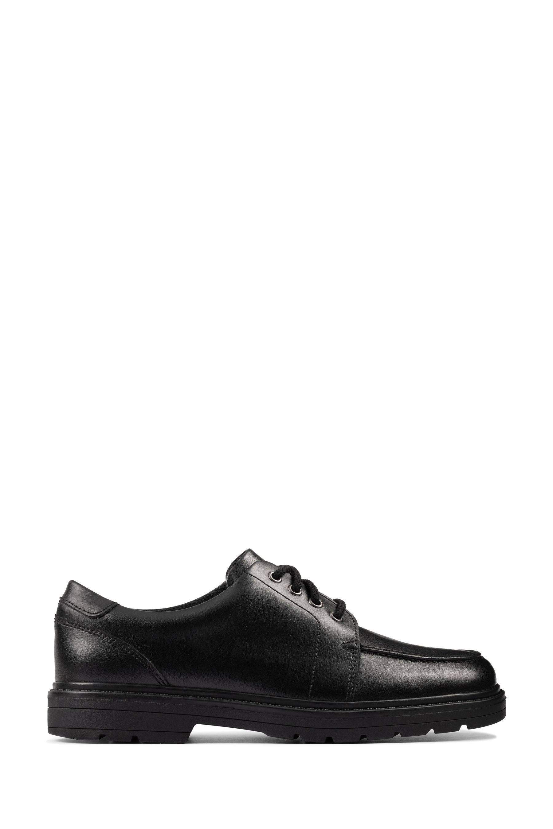 Buy Clarks Black Multi Fit Leather Loxham Pace Youth Shoes from