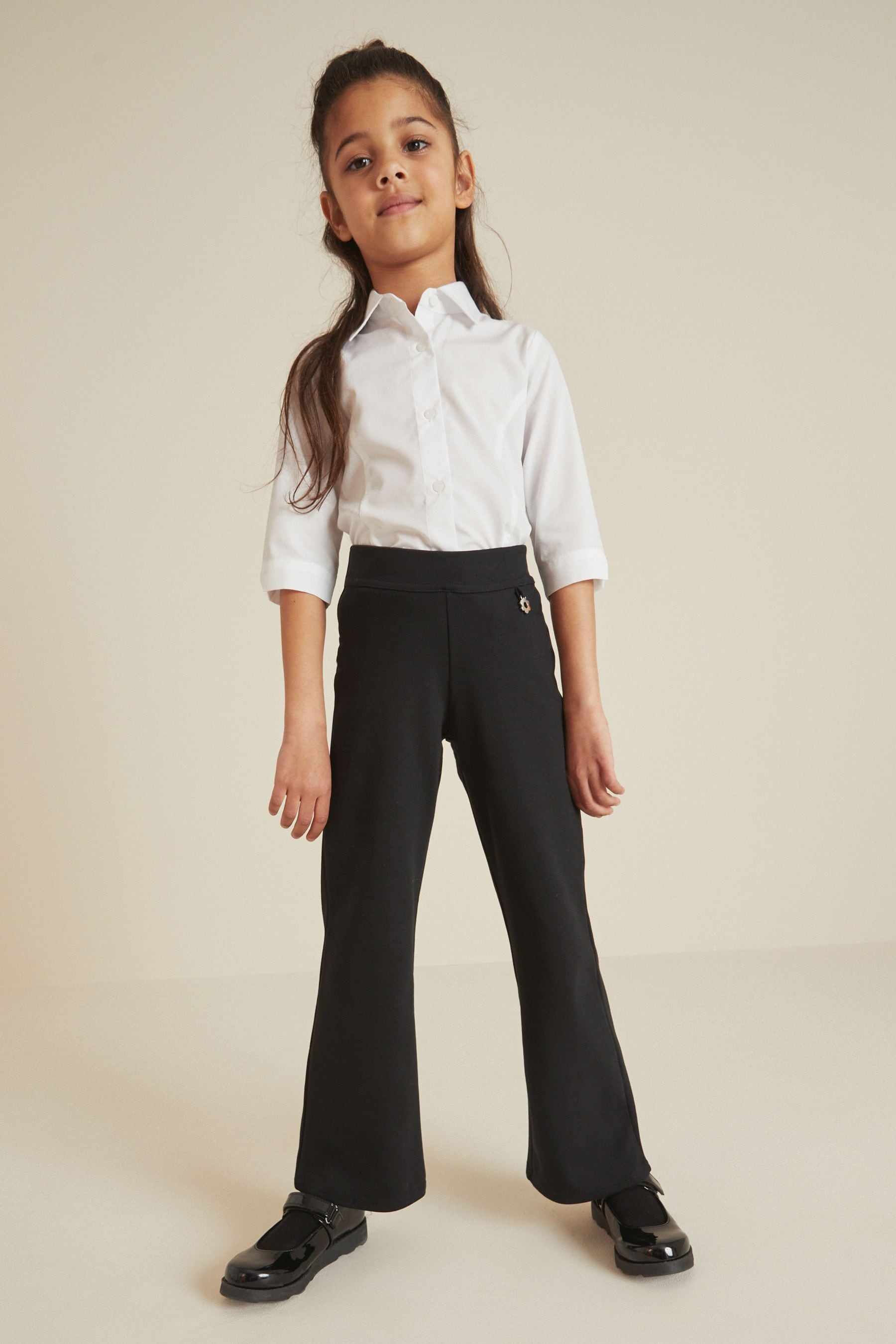 Buy Cotton Rich Jersey Stretch PullOn Frill Detail School Trousers  316yrs from the Next UK online shop