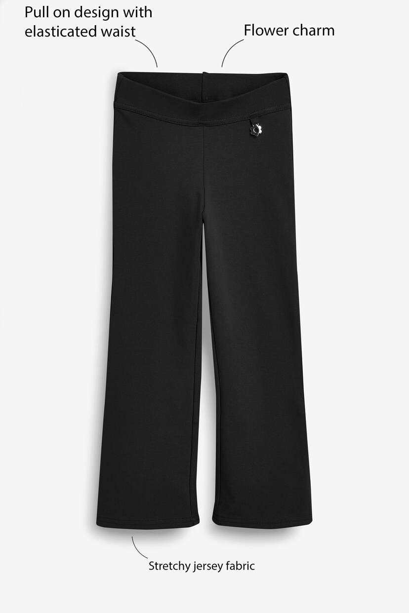 Black Cotton Rich Jersey Stretch Pull-On Boot Cut Trousers (3-16yrs) - Image 7 of 7
