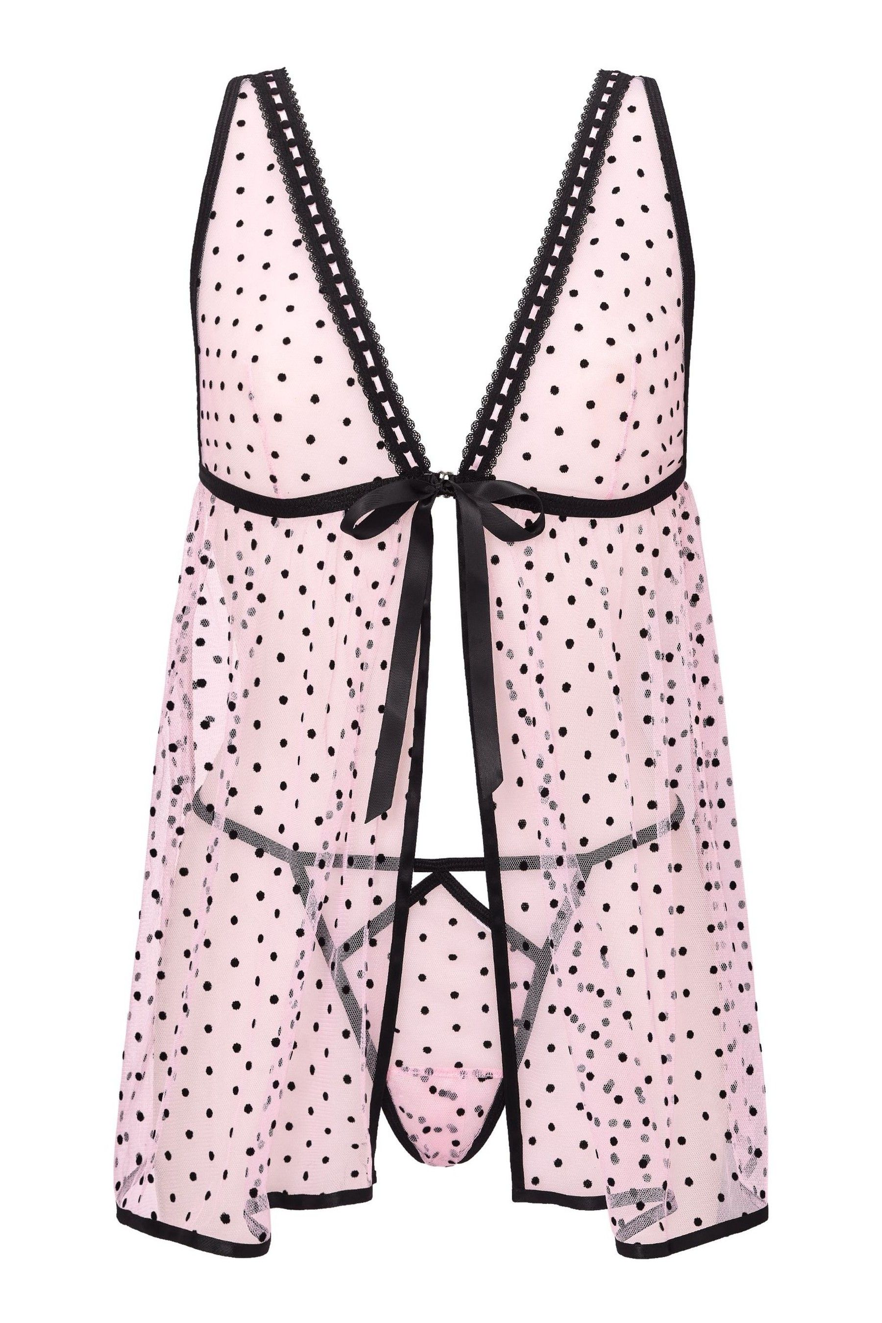 Buy Ann Summers Pink The Mesmerising Flock Spot Babydoll Thong Set from Next Luxembourg