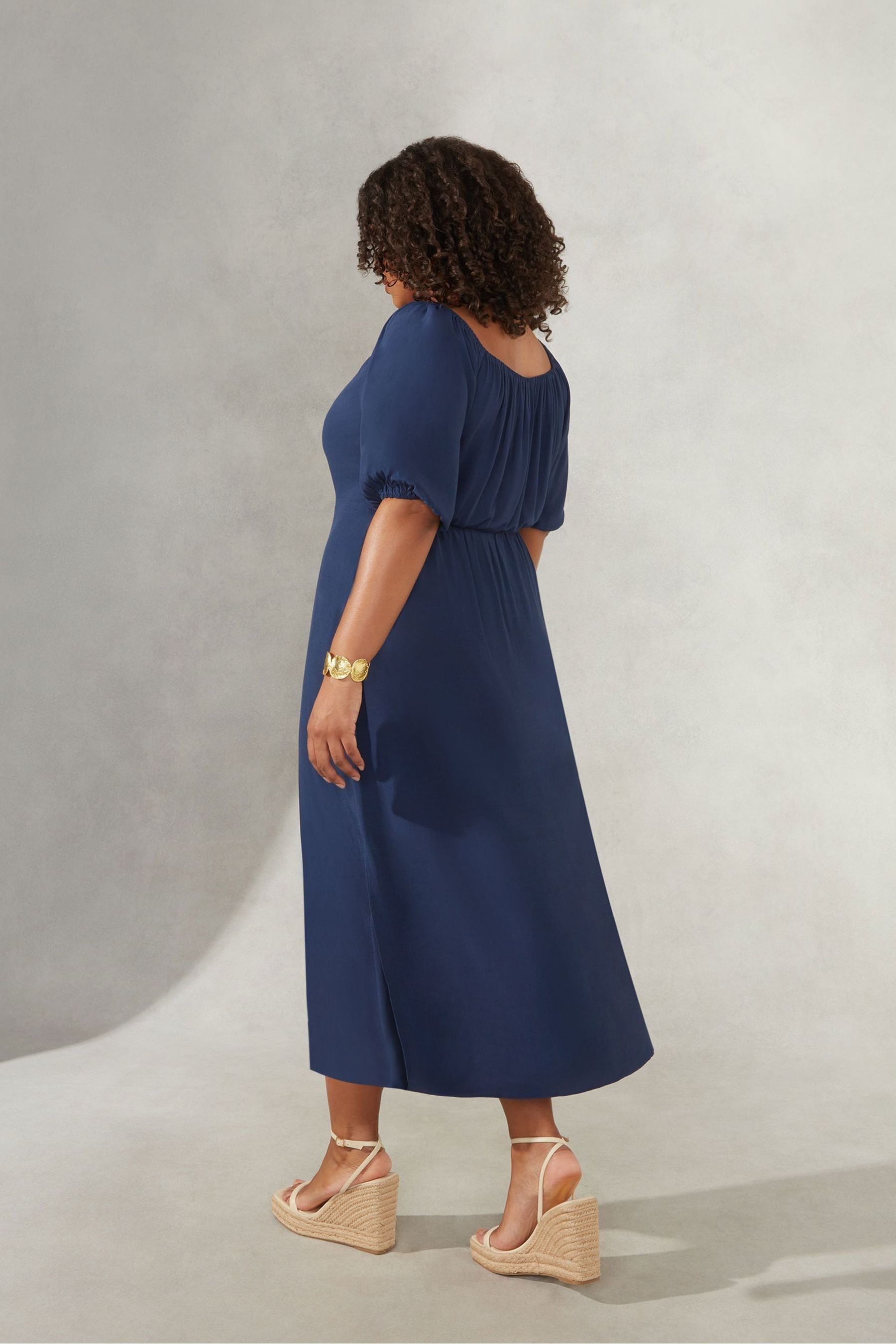 Buy Live Unlimited Curve Navy Blue Bardot Maxi Dress from Next Luxembourg