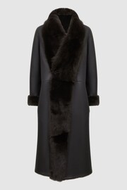 Reiss Brown Dahlia Reversible Longline Leather Shearling Coat - Image 2 of 7