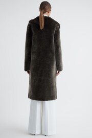 Reiss Brown Dahlia Reversible Longline Leather Shearling Coat - Image 5 of 7