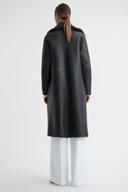 Reiss Brown Dahlia Reversible Longline Leather Shearling Coat - Image 7 of 7
