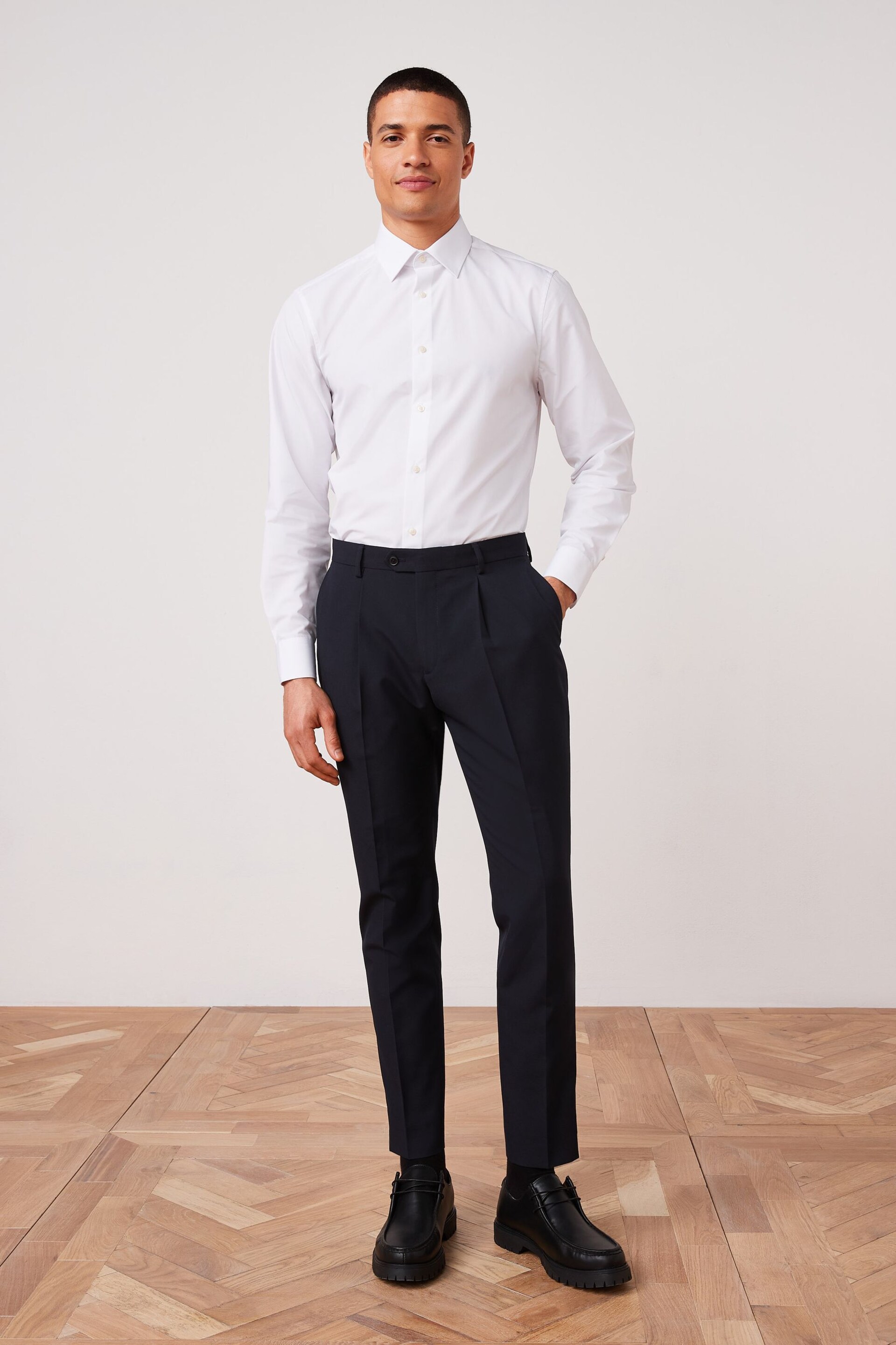 Navy Blue Slim Suit Trousers - Image 2 of 7