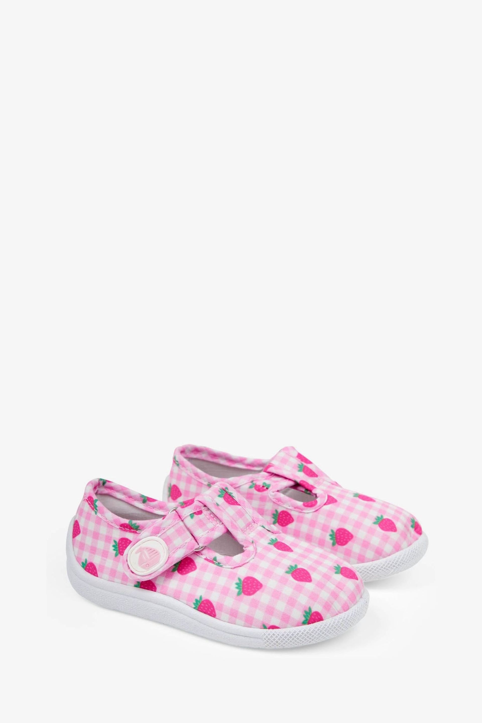 JoJo Maman Bébé Pink Girls' Strawberry Canvas Summer Shoes - Image 1 of 3