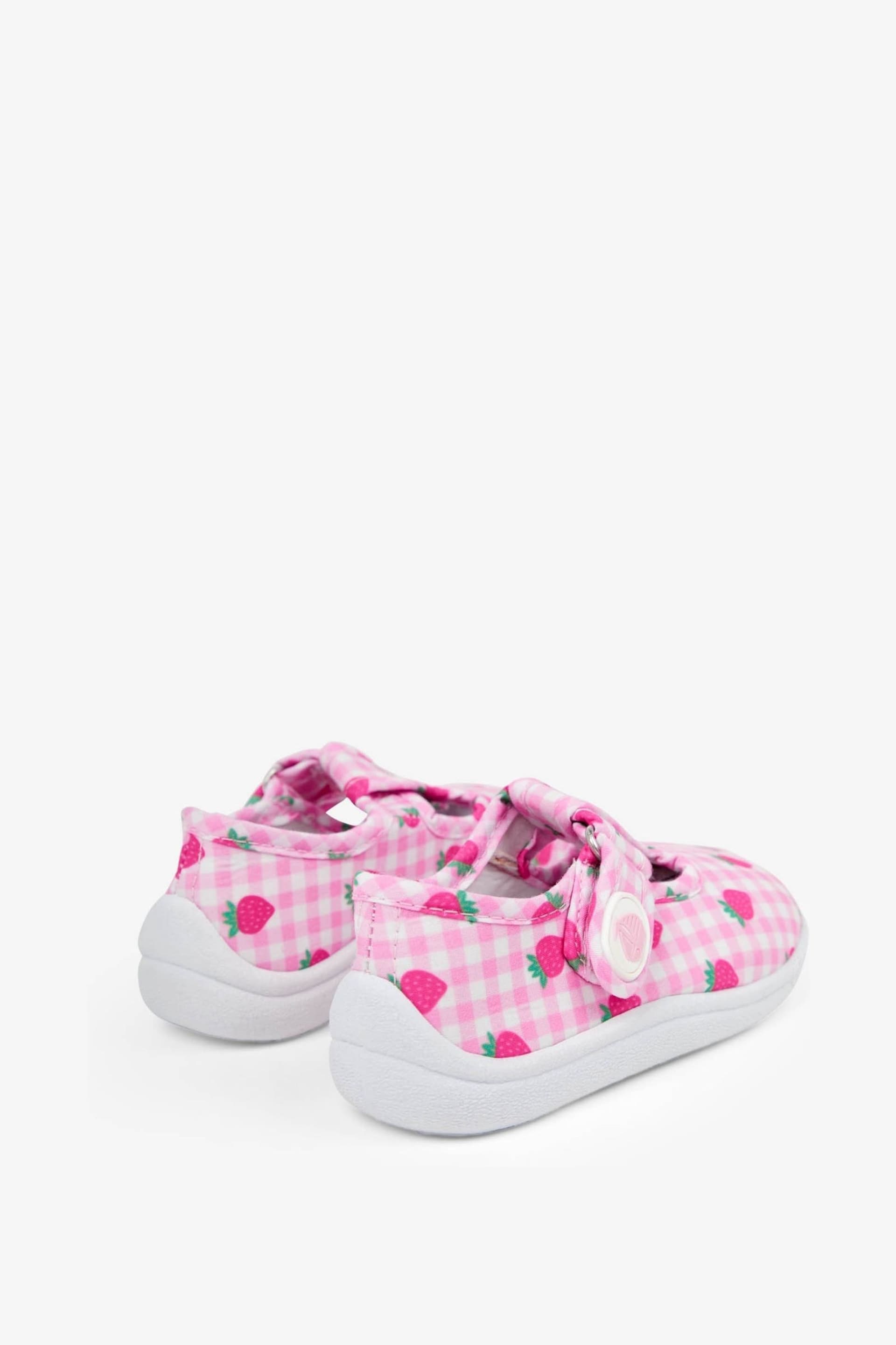 JoJo Maman Bébé Pink Girls' Strawberry Canvas Summer Shoes - Image 2 of 3