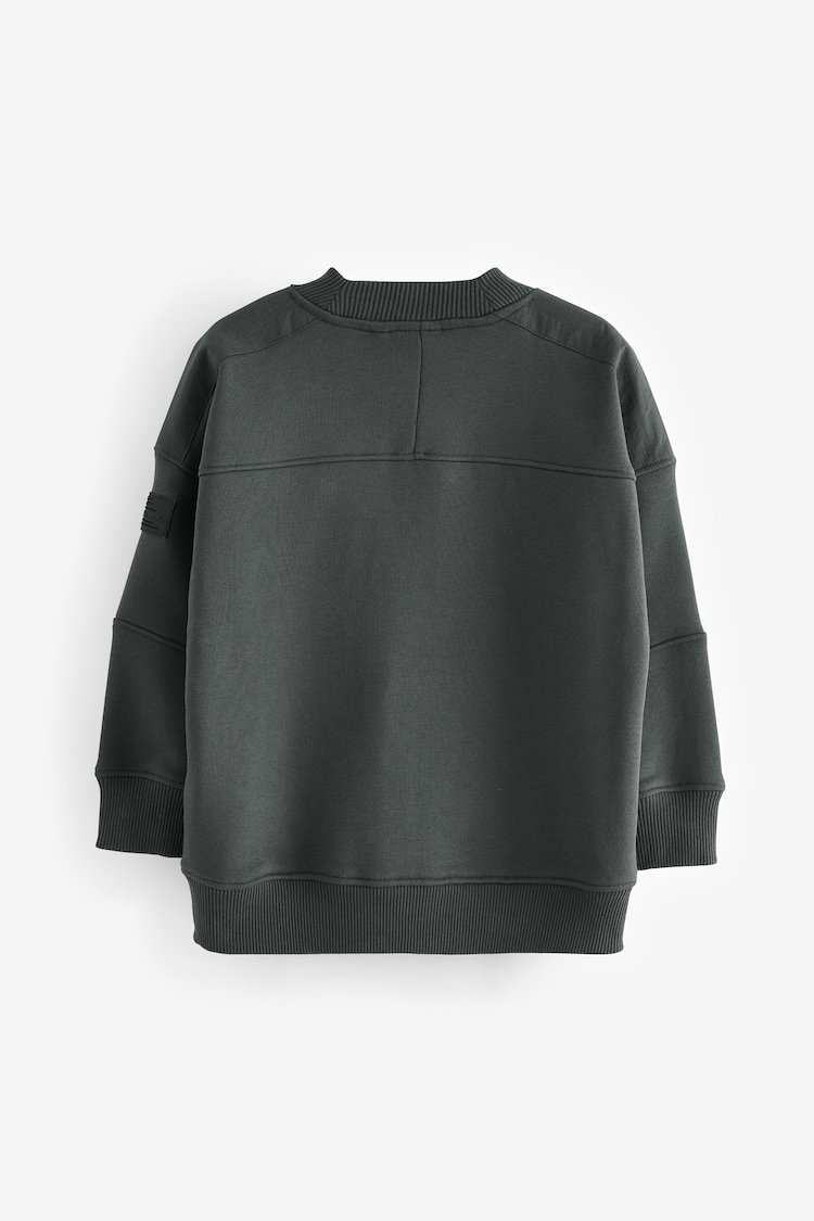 Charcoal Grey Utility Crew Neck Sweat Top (3-16yrs) - Image 2 of 4